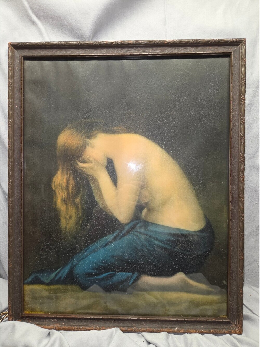 Framed Vintage Print 'The Weeping Magdalene'